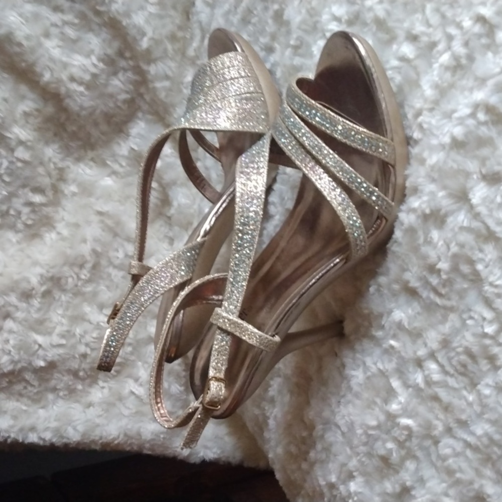 Silver slipper heels sz 7M